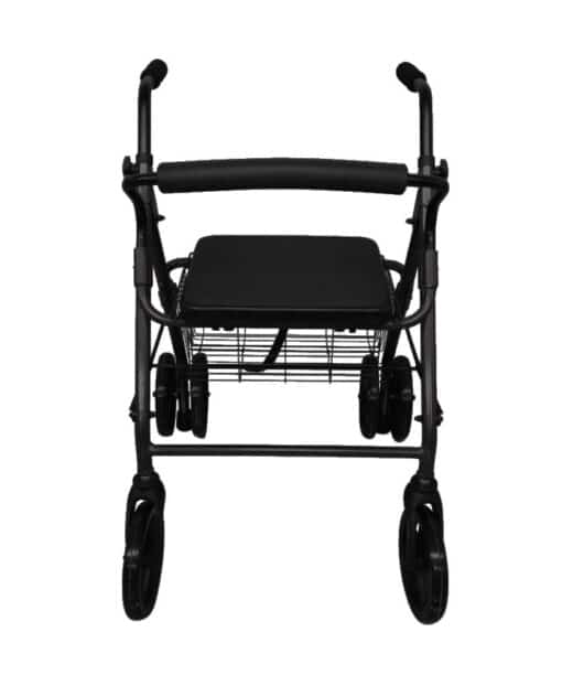 Rollator de aluminio negro con frenos por presión