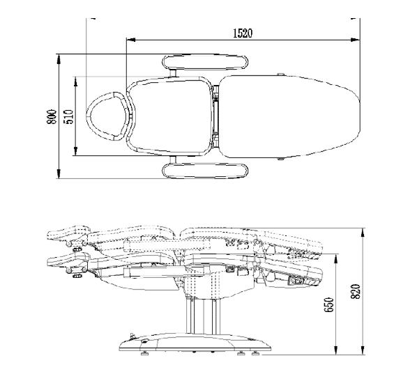 DIMENSÕES DA MESA DA CADEIRA DE SPA