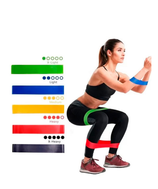 Set 5 bandas elásticas de varias resistencias para entrenamiento de fuerza